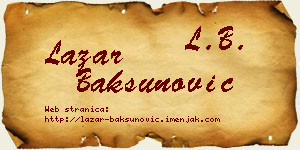 Lazar Bakšunović vizit kartica